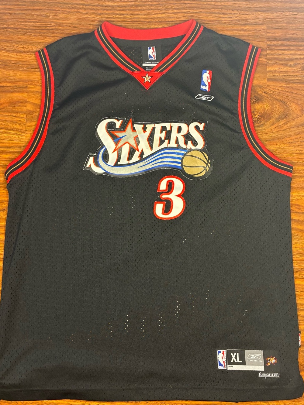 Allen Iverson Philadelphia 76ers Reebok black jersey